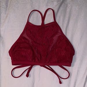 Red Lace Swimsuit Top